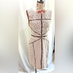 BCBGMaxAzria Lace Midi Dress - Cream and Brown